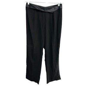 Lshell Womens Black Satin Trim Silk Dress Pants Size Medium